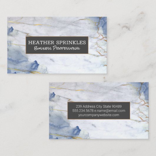Blauwe goudmarmer visitekaartje (Voorkant / Achterkant)