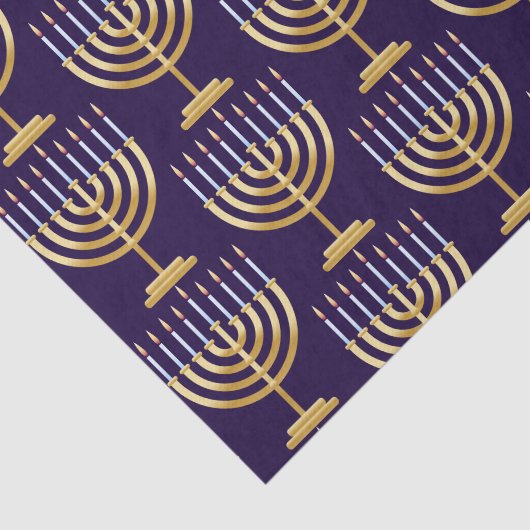 Blauwe goudmenorah tissuepapier (Detail)