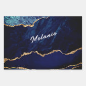 Blauwe goudpapierbladen - Jouw naam Inpakpapier Vel (Voorkant)