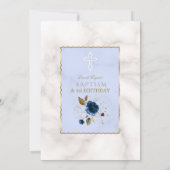 Blauwe goudplatte marmer, eerste verjaardag & bapt kaart (Achterkant)