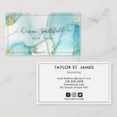 Blauwe goudplatter-Waterverf Visitekaartje (Voorkant / Achterkant)