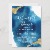 Blauwe & goudrepetitie Inbeluitnodiging Kaart (Voorkant)