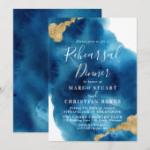 Blauwe & goudrepetitie Inbeluitnodiging Kaart (Voorkant / Achterkant)