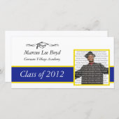 Blauwe & goudschool Afstuderen Foto aankondiging (Voorkant / Achterkant)