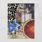 Blauwe Goudvis Mixed Media Collage Briefkaart (Voorkant)