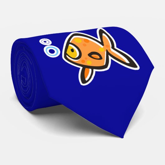 Blauwe goudvis stropdas (Opgerold)