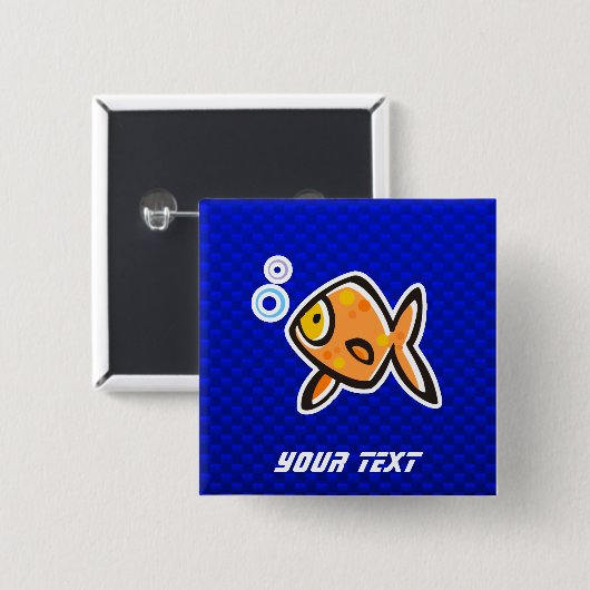 Blauwe goudvis vierkante button 5,1 cm (Voorkant /achterkant)