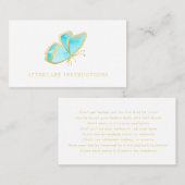 Blauwe goudvlinder instructies voor nazorg visitekaartje (Voorkant / Achterkant)