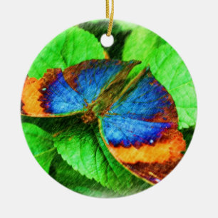 Blauwe goudvlinder Natuur Keramisch Ornament