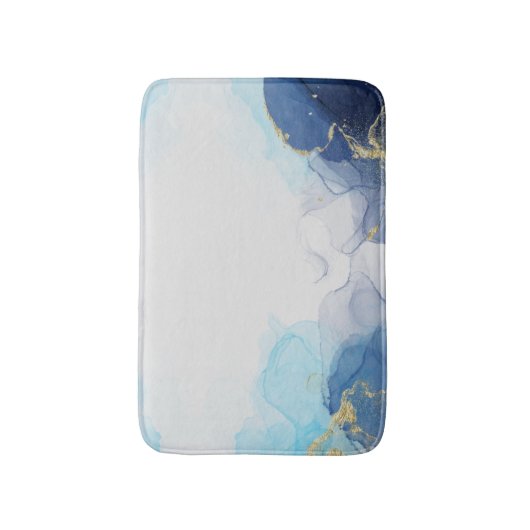 Blauwe goudvloeistof art in alcoholinkt badmat (Voorkant Verticaal)