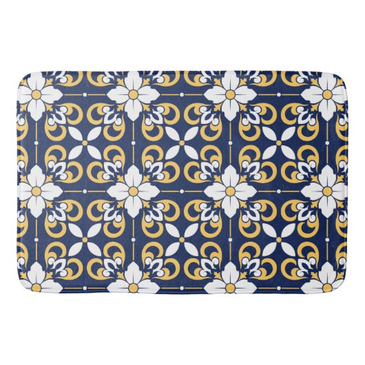 Blauwe goudvormig decoratief Marokkaanse tegel Badmat (Voorkant)