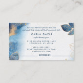 Blauwe goudWaterverf Botanische bladeren Abstract Aanbevelingskaartje (Achterkant)