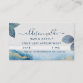 Blauwe goudWaterverf Botanische bladeren Abstract Afsprakenkaartje (Voorkant)