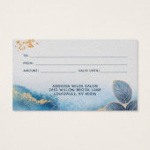 Blauwe goudWaterverf Botanische bladeren Gift Kaar Visitekaartje (Achterkant)