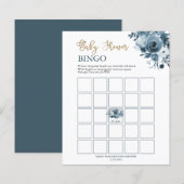 Blauwe goudWaterverf Floral Baby shower Bingo Kaar (Voorkant / Achterkant)
