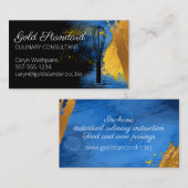 Blauwe goudwhisky, keukengerei visitekaartje (Voorkant / Achterkant)