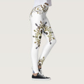 blauwe goudwitte langse leggings (Rechts)