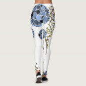 blauwe goudwitte langse leggings (Achterkant)