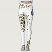 blauwe goudwitte langse leggings (Voorkant)