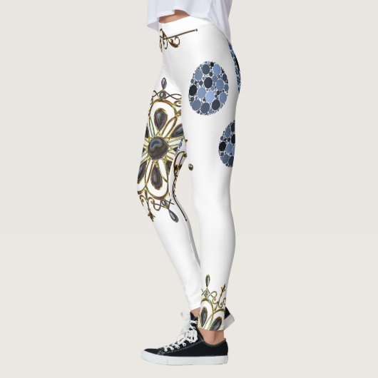 blauwe goudwitte langse leggings (Links)