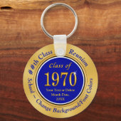 Blauwe, goudzeep 50 jaar oude reünivenirs sleutelhanger (Voorkant)