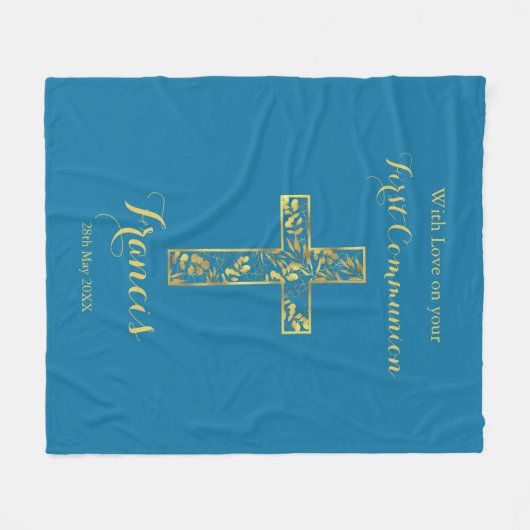 Blauwe goudzondebok van de Communauteit Fleece Deken (Voorkant (Horizontaal))