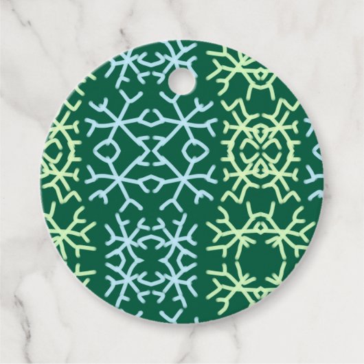 Blauwe gr sneeuwvlokken Kerstpatroon sneeuwpatroon Bedankjes Labels (Voorkant)