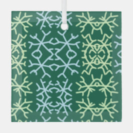 Blauwe gr sneeuwvlokken Kerstpatroon sneeuwpatroon Glas Ornament