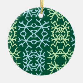 Blauwe gr sneeuwvlokken Kerstpatroon sneeuwpatroon Keramisch Ornament