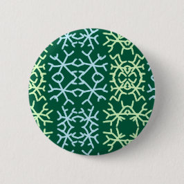 Blauwe gr sneeuwvlokken Kerstpatroon sneeuwpatroon Ronde Button 5,7 Cm