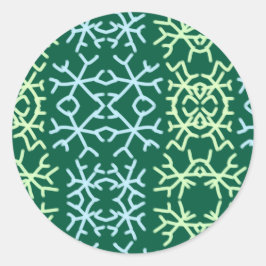 Blauwe gr sneeuwvlokken Kerstpatroon sneeuwpatroon Ronde Sticker