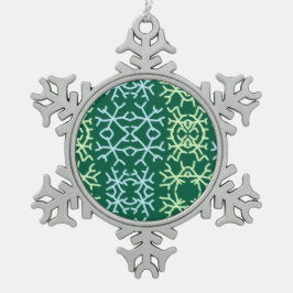 Blauwe gr sneeuwvlokken Kerstpatroon sneeuwpatroon Tin Sneeuwvlok Ornament