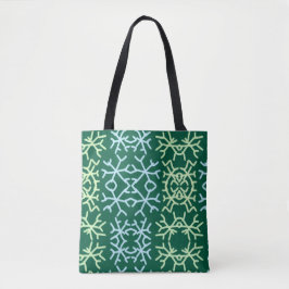 Blauwe gr sneeuwvlokken Kerstpatroon sneeuwpatroon Tote Bag