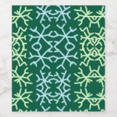 Blauwe gr sneeuwvlokken Kerstpatroon sneeuwpatroon Wijn Etiket (Enkel label)