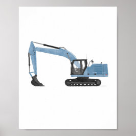 Blauwe graafmachine bouw decoratie voor kinderkame