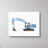 Blauwe graafmachine bouwvoertuig — Afdruk Canvas Afdruk (Voorkant)