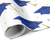 Blauwe gradatie Caps en goudConfetti Cadeaupapier (Rol Hoek)