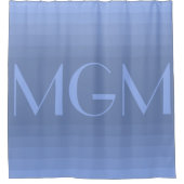 Blauwe gradatie reuzenmonogram douchegordijn (Voorkant)