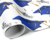 Blauwe gradatiekappen met diploma's cadeaupapier (Rol Hoek)