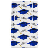 Blauwe gradatiekappen met diploma's klein cadeauzakje (Voorkant)