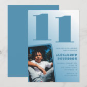 Blauwe gradiënt 11e verjaardag uitnodigingen Boy F (Voorkant / Achterkant)
