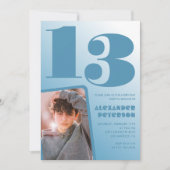 Blauwe gradiënt 13e verjaardag uitnodigingen Boy F (Voorkant)