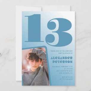 Blauwe gradiënt 13e verjaardag uitnodigingen Boy F