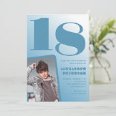 Blauwe gradiënt 18e verjaardag uitnodigingen Boy F (Staand voorkant)