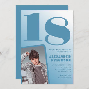 Blauwe gradiënt 18e verjaardag uitnodigingen Boy F