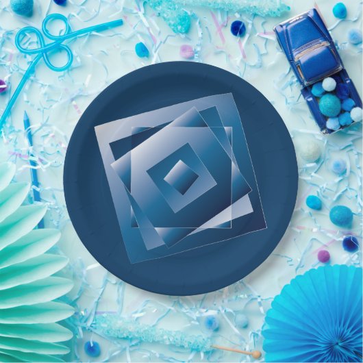 blauwe gradiënt 1 papieren bordje (Feest)