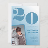 Blauwe gradiënt 20e verjaardag uitnodigingen Boy F (Voorkant)
