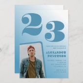 Blauwe gradiënt 23e verjaardag uitnodigingen Boy F (Voorkant / Achterkant)