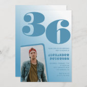 Blauwe gradiënt 36e verjaardag uitnodigingen Manne (Voorkant / Achterkant)