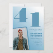 Blauwe gradiënt 41e verjaardag uitnodigingen Manne (Voorkant)